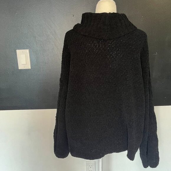 Seven7 Black Chunky Knit Cowl Neck Sweater XL - Picture 6 of 15